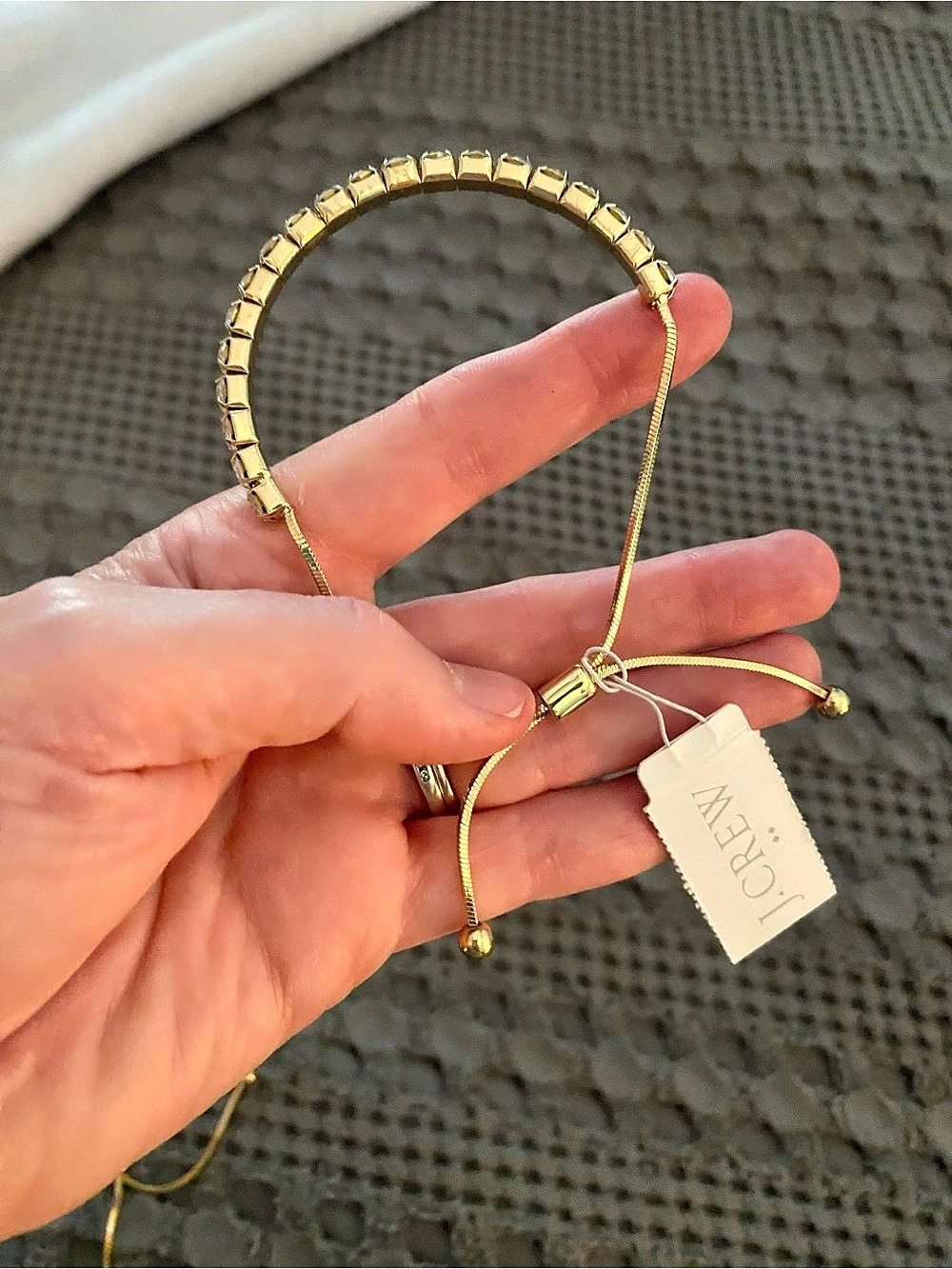 J.CREW Crystal Bar Adjustable Bracelet in Gold NWT